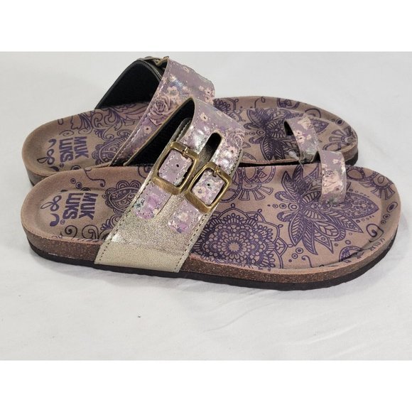 MukLuks Sandals Women Size 7 Daisy Floral Straps Buckle Nonslip - Picture 3 of 10